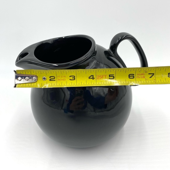 Waechtersbach Ball Pitcher Black Glaze Spain 7 inch About 12 Cups With Handle - Picture 3 of 10